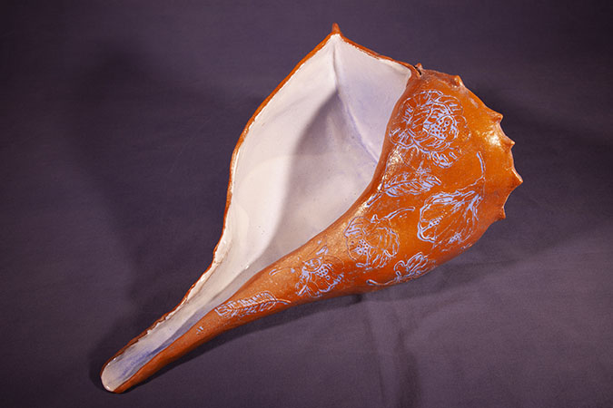 Embroidered seashell