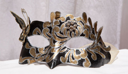 Paper mache mask - chrysanthemum and butterfly