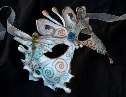 Paper mache mask - fairy and dragonfly