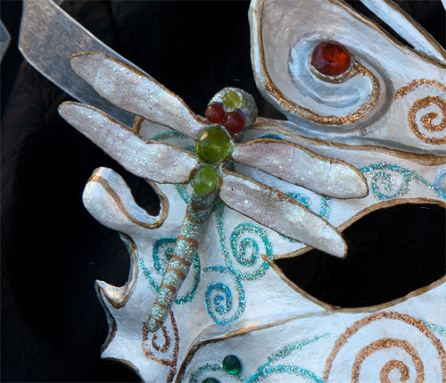 Paper mache mask - fairy and dragonfly